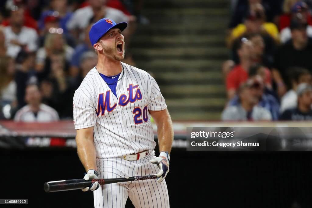 Pete Alonso celebrates at the 2019 Home Run Derby