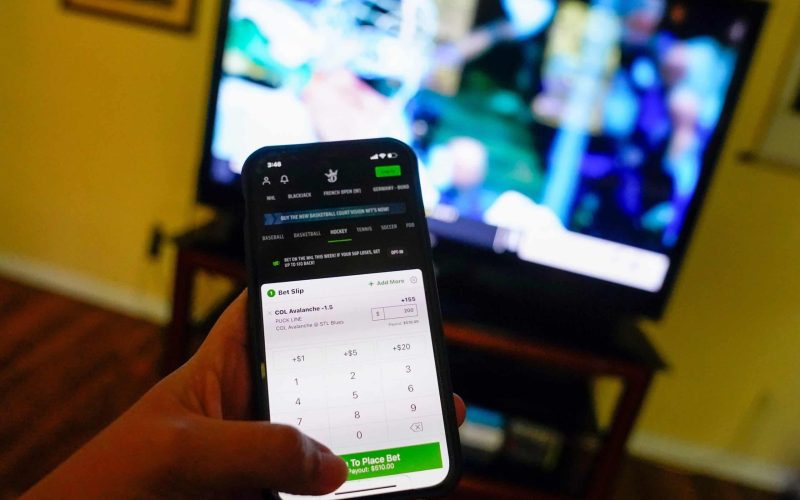 The Draft Kings app on an iPhone.