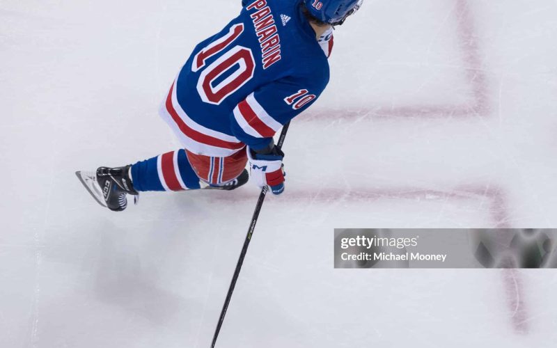 NEW YORK, NEW YORK - MAY 07: Artemi Panarin #10 of the New York Rangers skates during the third period of a game against the Carolina Hurricanes in Game Two of the Second Round of the 2024 Stanley Cup Playoffs at Madison Square Garden on May 07, 2024 in New York City. (Photo by Michael Mooney/NHLI via Getty Images)